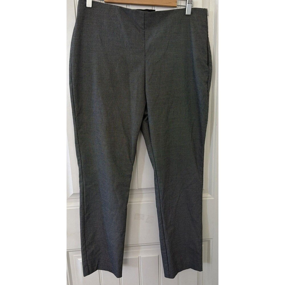 NWT Nine West Side-Zip Skinny Ankle Pants High-Rise Black White Houndstooth 12